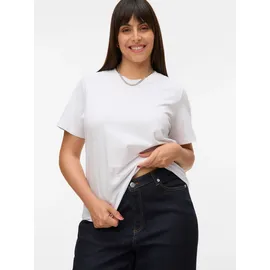 Vero Moda Curve Kurzarmshirt VERO MODA CURVE "VMPAULINA SS T-SHIRT GA JRS NOOS CUR", Damen, Gr. M, weiß (hellweiß), Jersey, Obermaterial: 100% Baumwolle, unifarben, normal, Rundhals, Shirts, Baumwolle, regular fit