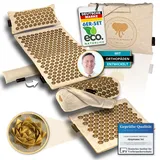 CALM ELEPHANT ORIGINAL® Akupressurmatte mit Kissen XXL Set ULTIMATE 6-teilig, Massagematte Rücken, Verspannungen lösen, Akupunktur Matte, Kissen mit Wärmefunktion, Lenden-& Kniekissen, Fußmatte, beige