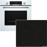 Bosch Backofen-Set weiß 3D-Heißluft + Induktionskochfeld PowerBoost