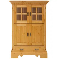 Highboard HOME AFFAIRE "Milan", beige (natur), B:102cm H:149cm T:47cm, Massivholz, Sideboards, Vitrine, Breite 102 cm