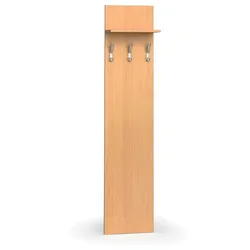 Garderobenwand PRIMO WOOD, 3 Kleiderhaken, Ablage, Buche