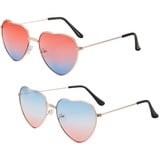 BASTOUR Hippie Sonnenbrille, Herz Sonnenbrille Damen, Hippie Gläser Brille, Hippie Kostüm Sonnenbrillen, Metallrahmen Hippie Brille für Hippie Schick Kleid Zubehör, 2PC - Einheitsgröße