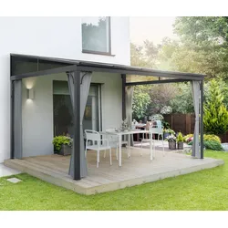Leco Terrassenüberdachung - 400x300x214cm - anthrazit - Aluminium / Polyester / Polycarbonat