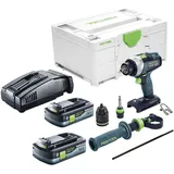 Festool TDC 18/4 I-Basic Akku Bohrschrauber 18 V 75 Nm Brushless + 2x Akku 4,0 Ah + Schnellladegerät + Systainer