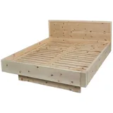 Casamia Holzbett Zirbenholzbett Schwebebett Zirbenbett Bett Mia 2 Zirbe massiv beige 148 cm x 210 cm x 90 cm