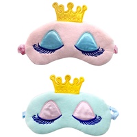 2 Süße Mädchen Reisen Prinzessin Krone Schlafen Lidschatten Schlafmaske Augenabdeckung (Rosa + Hellblau)
