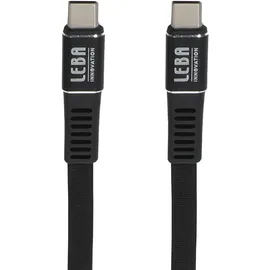 Menatwork Leba Innovation USB-Ladekabel USB-C® Stecker, USB-C® Stecker [1,20m, 100w, geflochtene Nylonummantelung gegen Ausfransen und Kabelgewirr] - Schwarz