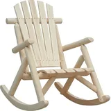 Outsunny Schaukelstuhl Aus Holz Schaukelsessel Mit Hoher Rückenlehne Wetterfest Gartenstuhl Bis 113kg Belastbar Relaxstuhl Für Wohnzimmer Garten, Rasen, Balkon Natur