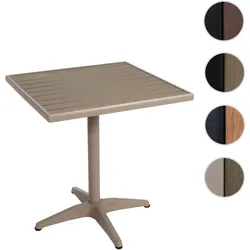 Gartentisch HWC-J95, Balkontisch Bistrotisch, Gastronomie Outdoor-Beschichtung Alu Holzoptik ~ champagner, grau