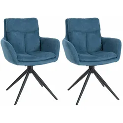 CLP 2er Set Esszimmerstuhl Vilas Stoff blau