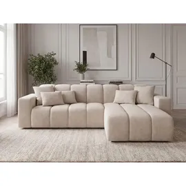 GRAINGOLD Ecksofa Velours 4-Sitzer Beige