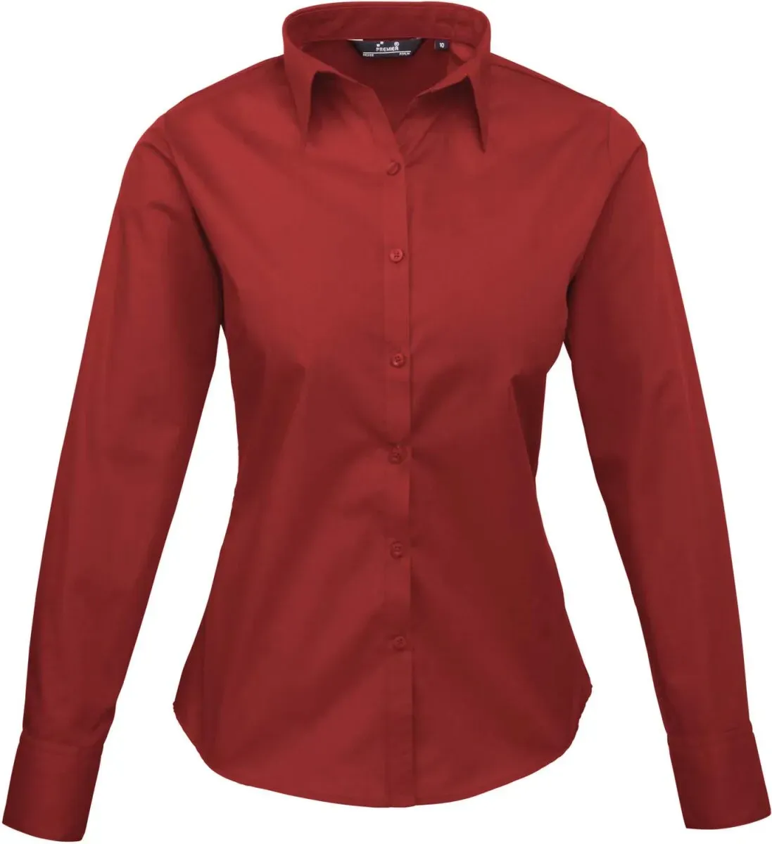 Premier Workwear Damen Popeline Bluse langarm PR300 burgundy 50 (4XL/22)
