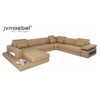 JVmoebel Ecksofa, Wohnlandschaft U-Form Design Modern Sofa Couch Ecksofa Leder Polster Neu braun
