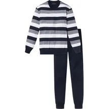 SCHIESSER Schlafanzug, Langarm, Ringel, für Herren, dunkelblau, 56