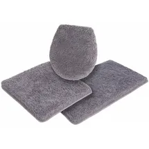 Möve Badematte Essentail/Superwuschel Höhe 40 mm, rutschhemmend beschichtet, strapazierfähig, Polyester, grau (stone) Einfarbige Badematten Microfaser-Badematte, Badteppich, rechteckig, rund & als 3-tlg. Set, 3 St.,