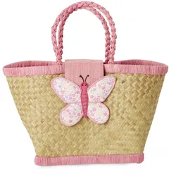 RICE Kleine Raffia Kindertasche, Schmetterling