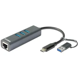 D-Link DUB-2332 USB-C/USB-Gigabit-Ethernet-Adapter mit 3 USB-3.0-Anschlüssen