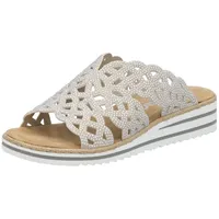 Rieker Damen Pantolette breiter Riemen mit Strass schmale Weite V0689, Größe:41 EU, Farbe:Beige - Beige - 41