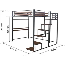 Habitat et Jardin Hochbett Lena 140 x 200 cm Metall schwarz walnussbraun
