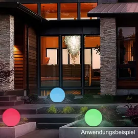 H4L RGB Kugelleuchten Kugellampe LED 2er Set Ø 20cm Garten Leuchte Aussenleuchte - Weiß