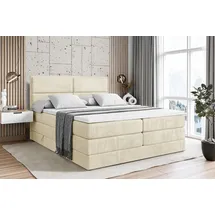 altdecor Boxspringbett mit Matratze, Topper, Polsterbett mit, Bettkasten AURA KING | Beige Monolith | 140x200