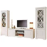 OTTO home Wohnwand OTTO HOME "Lisa", weiß, B:295cm, Massivholz, Kastenmöbel-Sets, Wohnwand, bestehend aus zwei Vitrinen und einem Lowboard, massives Kiefernholz