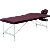 vidaXL Massagetisch Klappbar 3 Zonen mit Tragetasche Therapie Massageliege Massagebank Kosmetikliege Therapieliege Massage Liege Aluminium Dunkellila