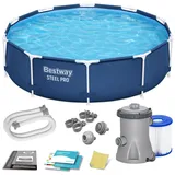 BESTWAY 3 in 1 Set Frame Pool Swimming Gartenpool Schwimmbecken 305 x 76cm 56677