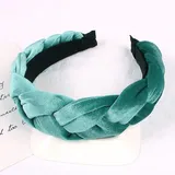 1 Stück Samt Haarreif,Geflochten Stirnband Breit Haarband Mode Haarschmuck für Damen Vintage Gepolsterte Stirnbänder Haarreifen Zopf DIY Haarbänder Haarschmuck für Weihnachten Wedding,Aquagrün