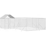 vidaXL Outdoor-Hundezwinger mit Dach 6 x 6 x 2,5 m Stahl Silber