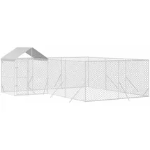 vidaXL Outdoor-Hundezwinger mit Dach 6 x 6 x 2,5 m Stahl Silber