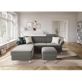 sit&more Ecksofa SIT & MORE "Vincenzo L-Form", grau (hellgrau), B:252cm H:84cm T:165cm, Sofas, Ecksofa, inklusive Kopfteilverstellung, wahlweise mit Bettfunktion, Bettkasten