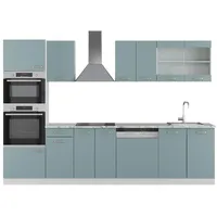 Vicco Küchenzeile R-Line 300 cm Blau-Grau/Weiß