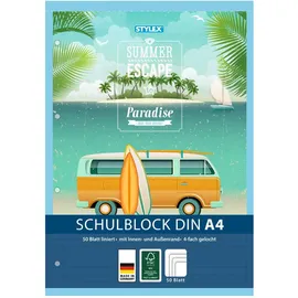 Stylex Schulblock / liniert / DIN A4 / gelocht / 50 Blatt