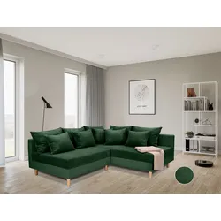 Ecksofa COLLECTION AB "L-Form", grün, B:201cm T:186cm, 100%Polyester, Sofas, Ecksofa,Ottomane rechte Seite montierbar,Komfortablen bonnelfederkern