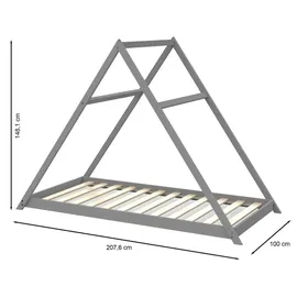 Weber Industries Hausbett Apache mit Lattenrost / Kinderbett 90x190 - Grau/ / Grau