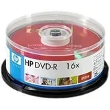 HP DVD-R 4.7GB/120Min/16x Cakebox (25 Disc) Silver Surface