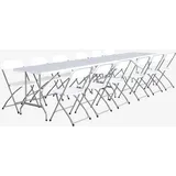 sweeek - 2er-Set Partytischen aus Kunststoff + 12 Stühle, zusammenklappbar - Weiß - Weiß