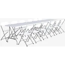 sweeek - 2er-Set Partytischen aus Kunststoff + 12 Stühle, zusammenklappbar - Weiß - Weiß