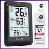 Thermometer Wetterstation Funk Schwarz Hygrometer Innen mit Außensensor 24/48
