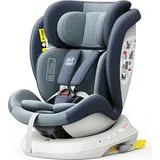 TWT I-SIZE Plus DELUXE Blau Kindersitz mit 360 Grad drehbarem Isofix-System-BUF BOOF 0, 36 kg - Blau