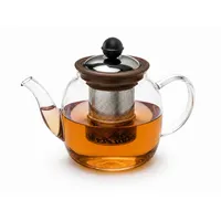 Rungassi Teekanne Glas Teekanne 1000 ml mit Glasfilter & Deckel Elegante Teezubereitung braun