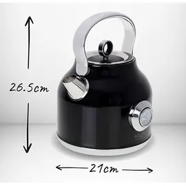 Adler Retro-Design Wasserkocher 1,7 l Schwarz