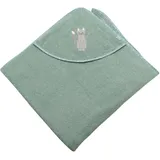 Sterntaler Kapuzenbadetuch 100x100 cm Lilly - Badetuch mit Applikation - Babyhandtuch mit Kapuze aus saugfähiger Baumwolle, steingrün