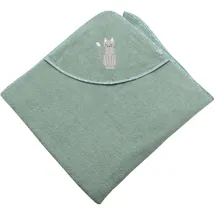 Sterntaler Kapuzenbadetuch 100x100 cm Lilly - Badetuch mit Applikation - Babyhandtuch mit Kapuze aus saugfähiger Baumwolle, steingrün