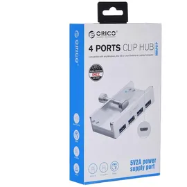 ORICO USB 3.0 Hub 4 Port, Aluminium SuperSpeed Daten hub Mit Extra Netzteilanschluss Port für Desktop Computer, MacBook, MacBook Air/Pro/Mini(Silber)