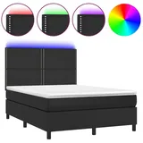 vidaXL Boxspringbett mit Matratze & LED Schwarz 140x200 cm Kunstleder