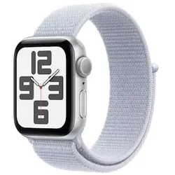 Apple Watch SE GPS 44mm Alu Silber Sport Loop Armband Blue Cloud
