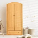 BioKinder Kinder-Kleiderschrank Schrank Noah 2-türiger Schrank mit 3 Schubladen aus zertifizierten Bio-Massivholz Erle 197 x 90 x 57 cm