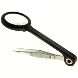 Donau Elektronik Lupenpinzette Lupe mit Pinzette Zecken Splitterpinzette Entferner 8-fach DONAU